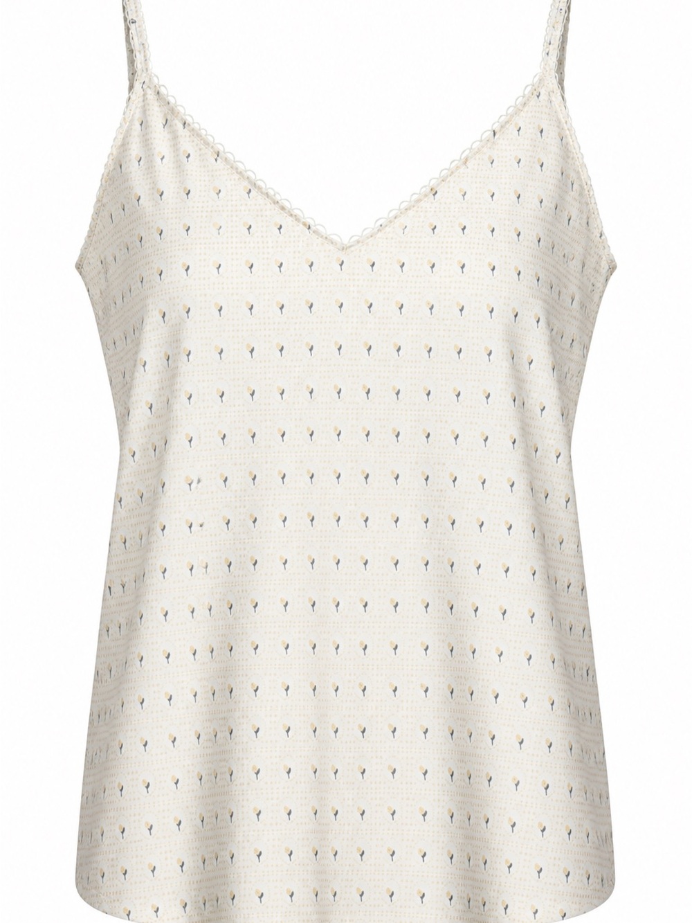 PAIGE Cream Lace-Trim V-Neck Camisole with Tiny 🌷 TulipPrint Size M